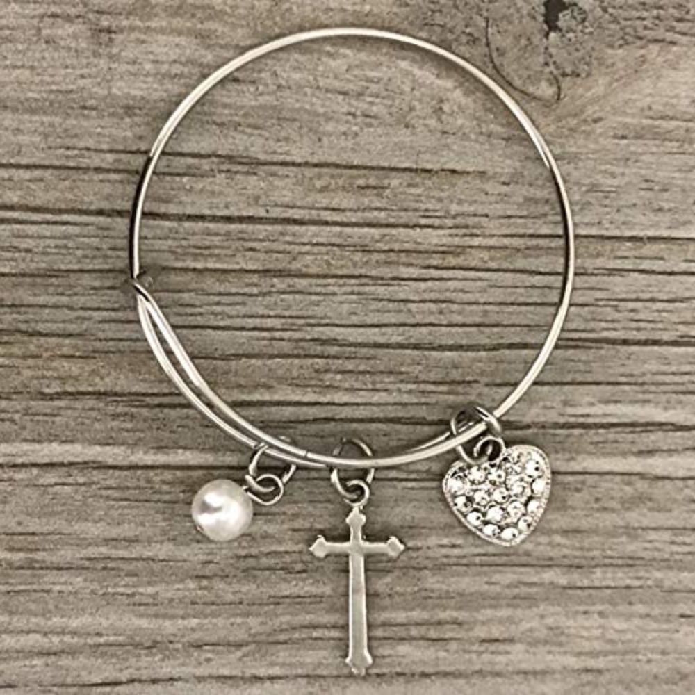 Girls Christian Cross Bracelet Love Charm Jewelry